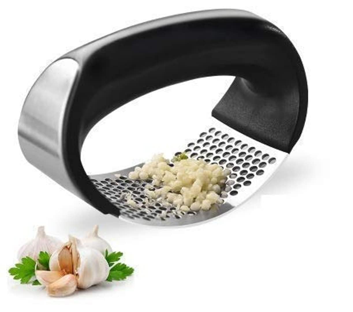 Kitchen Stainless Steel Garlic Press with Ergonomic Handle | Handy Garlic Crusher Tool | Multicolor