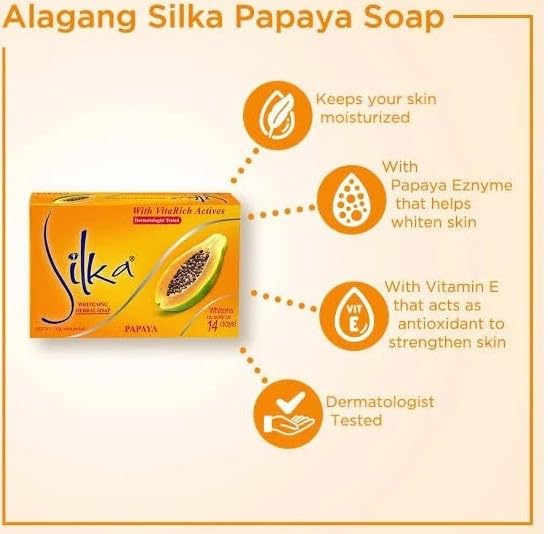 Silka Papaya Whitening Herbal Soap | Skin Brightening & Exfoliating Bar (135g)