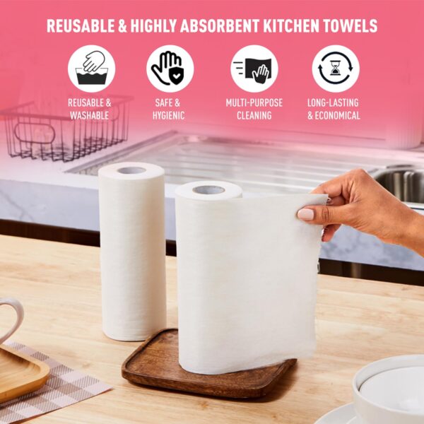Presto! Reusable Kitchen Towel Roll (Pack of 2) | 100 Sheets | Washable & Highly Absorbent