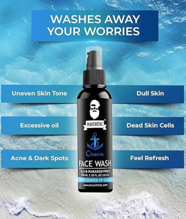 Muuchstac Ocean Face Wash for Men 100ml | Fight Acne, Oil Control & Skin Brightening