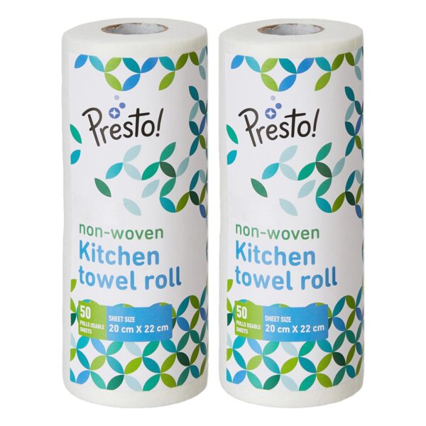 Presto! Reusable Kitchen Towel Roll (Pack of 2) | 100 Sheets | Washable & Highly Absorbent