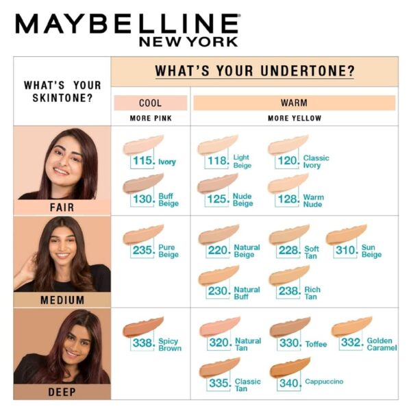 Maybelline Fit Me Matte + Poreless Foundation 128 Warm Nude - Full Coverage for Oily Skin | 18ml
