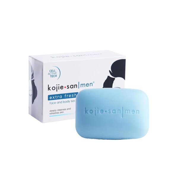 41x3iSQRbLL._SL1080_ Kojie San Men Extra Fresh Face and Body Soap - 135g Deep Cleansing and Refreshing Bar