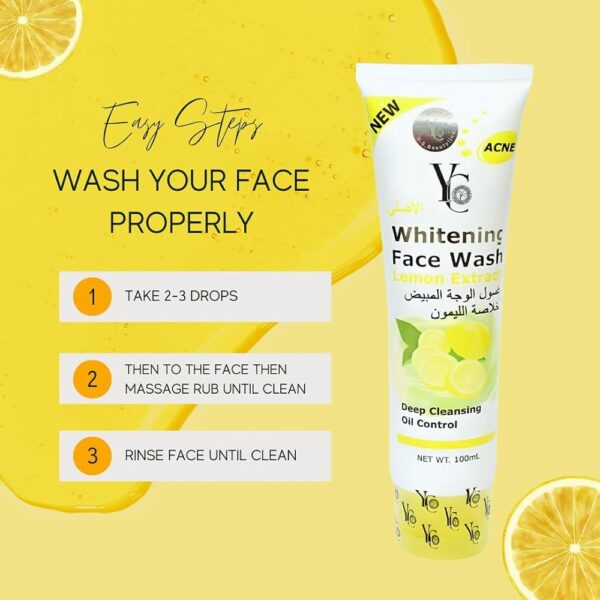 61EV9V0-ZrL._AC_UF1000,1000_QL80_ YC Brightening Face Wash With Lemon Extract 100 mL - Refreshing Cleanser for Oily Skin and Summer Care