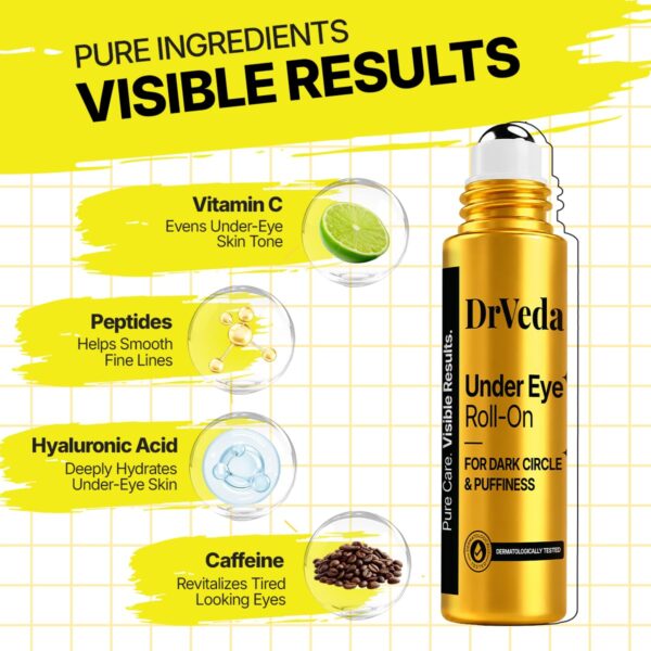 Dr Veda Under Eye Roll-On for Dark Circles Removal, Puffiness & Fine Lines - 10 ml